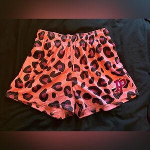 INAKA Power Leopard Mesh Gym Shorts Pink XL Athletic Training Shorts Pockets